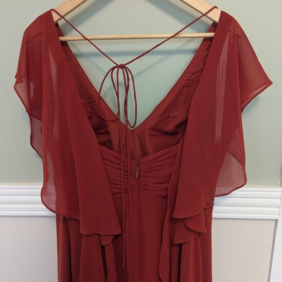 Azazie A-line Chiffon dress in colour Rust.  Size ~10 - Picture 2 of 4